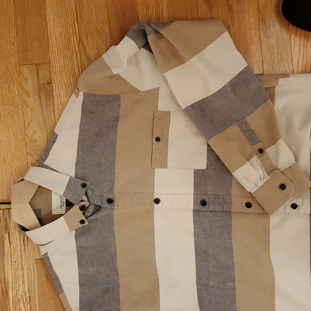 Civil Society Striped Button Down |Women's L | RARE FIND,  Boutique Brand